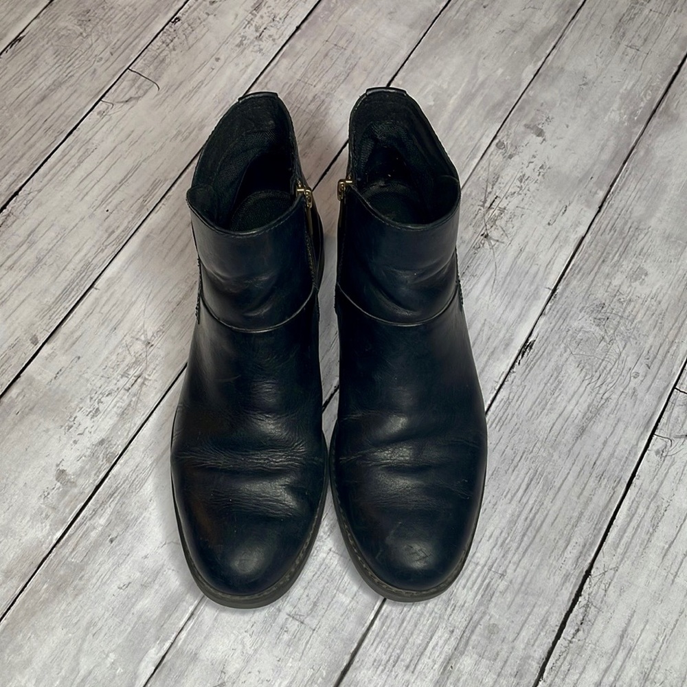 Timberland Beckwith Black Leather Ankle Boot, Side Zip, Size 7.5